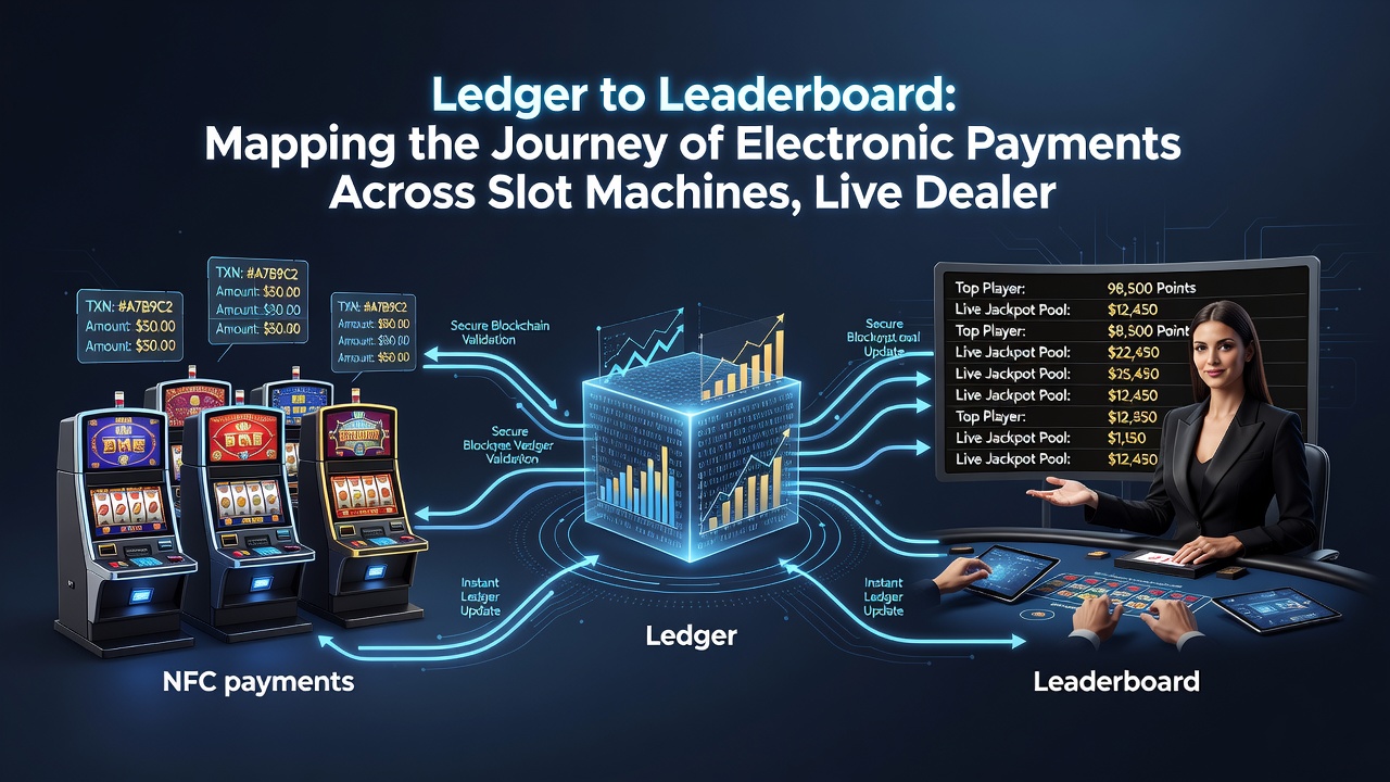 Live dealer room interface displaying electronic payment flow and jackpot tracking