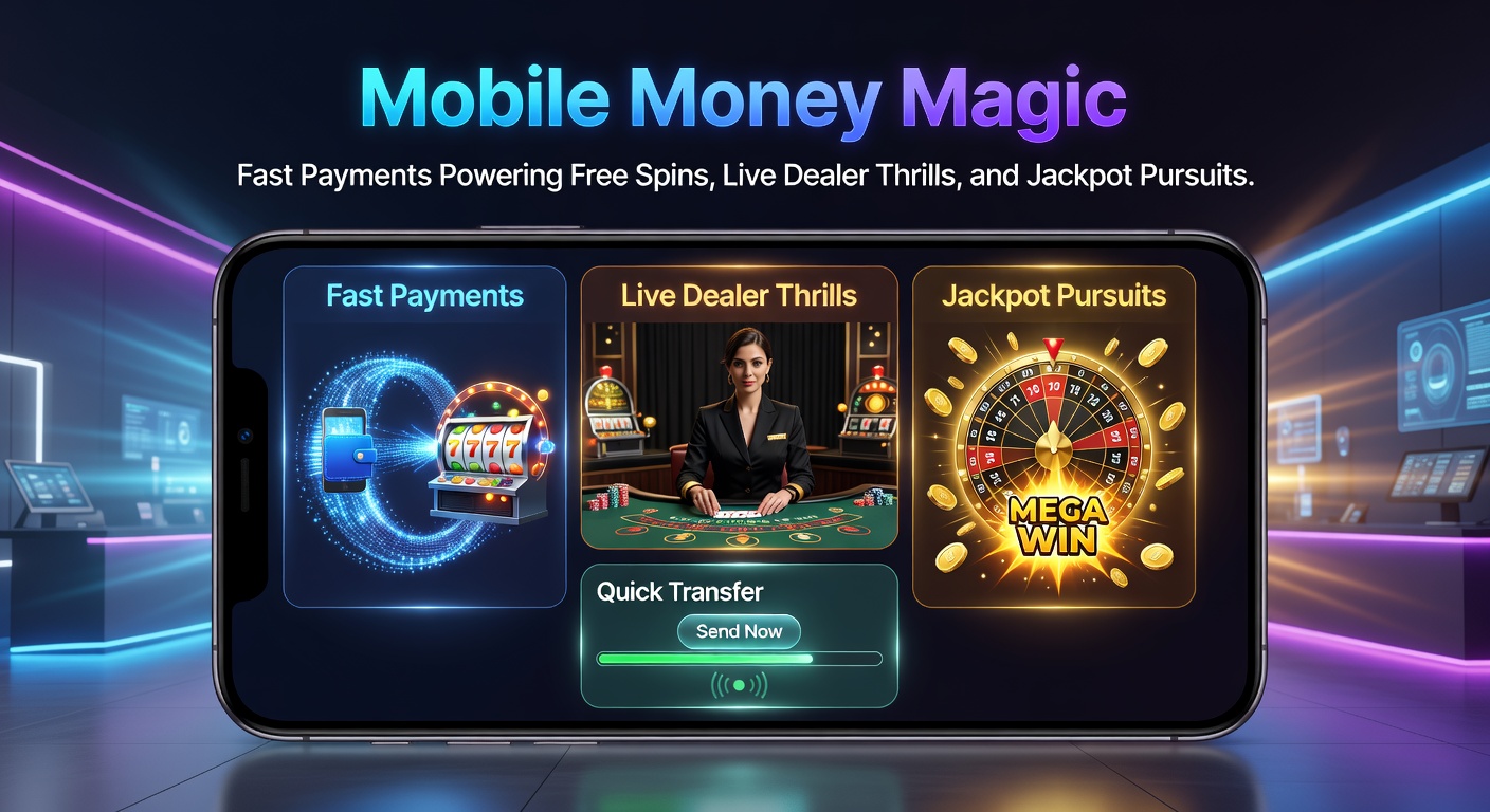 Dynamic split-screen view of a live dealer at a blackjack table on a mobile device, overlaid with payment confirmation pop-up and jackpot ticker, highlighting seamless integration of fast money and real-time play