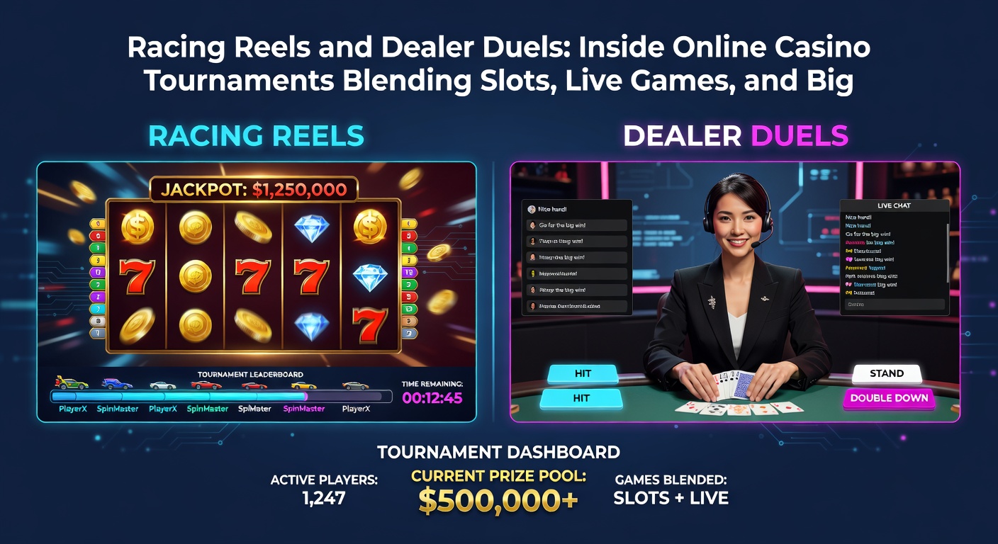 Leaderboard from a hybrid casino tournament displaying top players' scores from slots and live dealer games with glowing prize icons